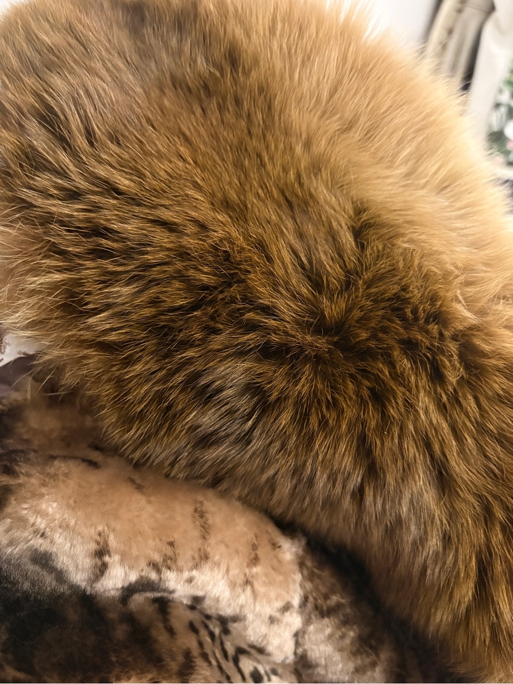 Vintage Plush Real Fur Hooded Coat in Brown - Picture 6 of 8